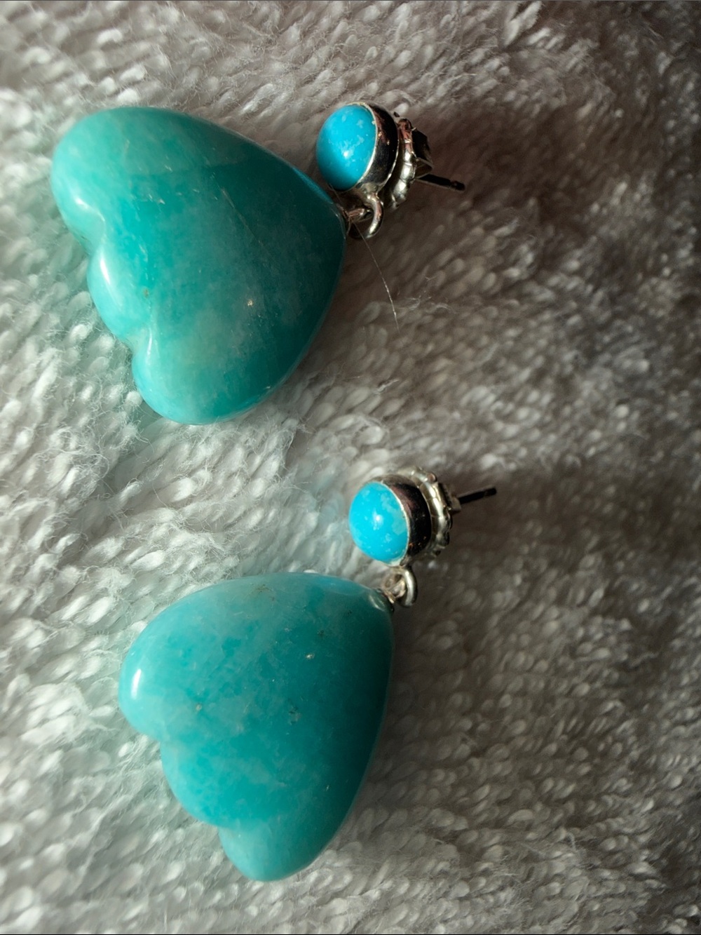 Turquoise Heart Drop Earrings - Aqua Blue Women Jewelry Sterling Silver
